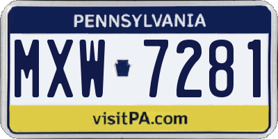 PA license plate MXW7281