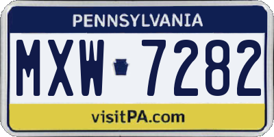 PA license plate MXW7282