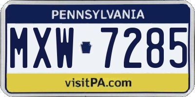 PA license plate MXW7285