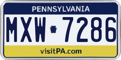 PA license plate MXW7286