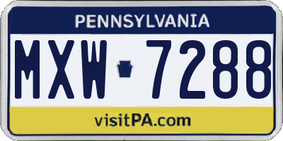 PA license plate MXW7288