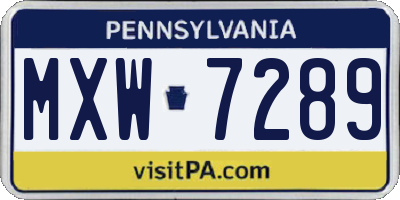 PA license plate MXW7289