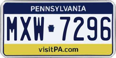 PA license plate MXW7296