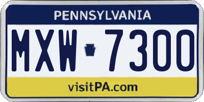 PA license plate MXW7300