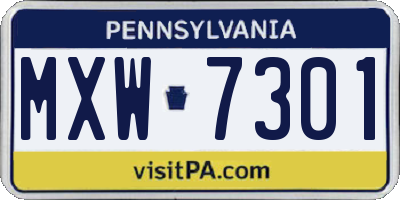 PA license plate MXW7301