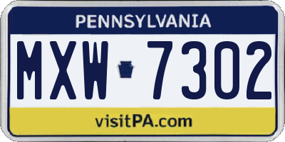 PA license plate MXW7302