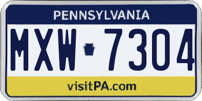 PA license plate MXW7304