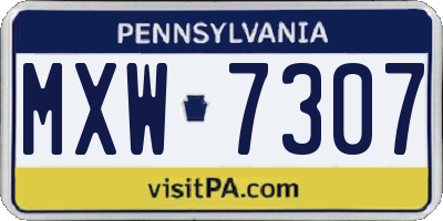 PA license plate MXW7307