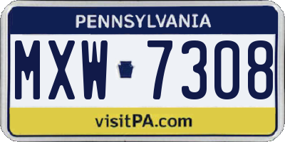 PA license plate MXW7308