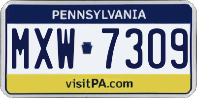 PA license plate MXW7309