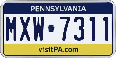 PA license plate MXW7311