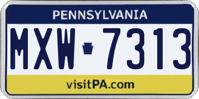 PA license plate MXW7313