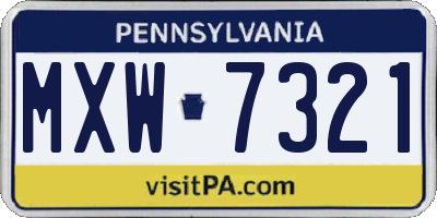 PA license plate MXW7321
