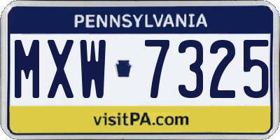 PA license plate MXW7325