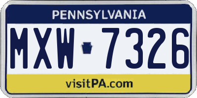 PA license plate MXW7326