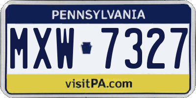 PA license plate MXW7327