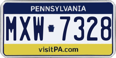 PA license plate MXW7328