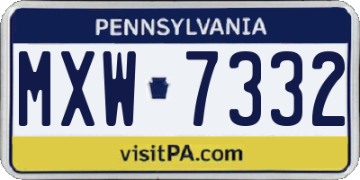 PA license plate MXW7332
