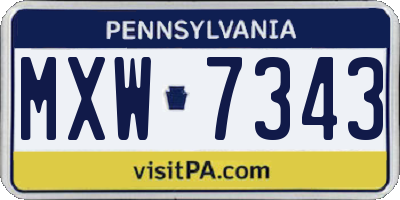 PA license plate MXW7343