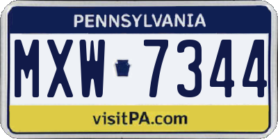 PA license plate MXW7344