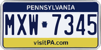 PA license plate MXW7345