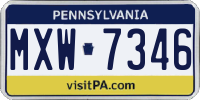 PA license plate MXW7346