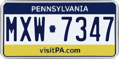 PA license plate MXW7347