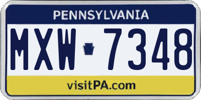 PA license plate MXW7348