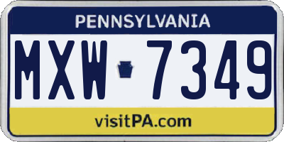 PA license plate MXW7349