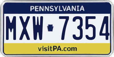 PA license plate MXW7354