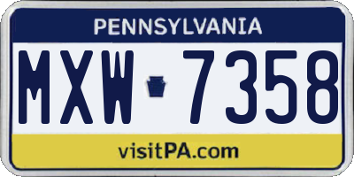 PA license plate MXW7358