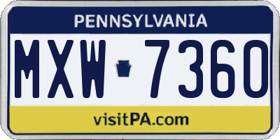 PA license plate MXW7360