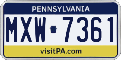 PA license plate MXW7361
