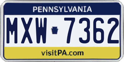 PA license plate MXW7362