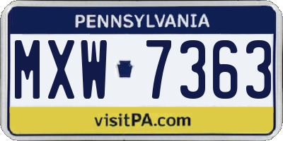 PA license plate MXW7363
