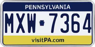 PA license plate MXW7364