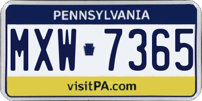 PA license plate MXW7365
