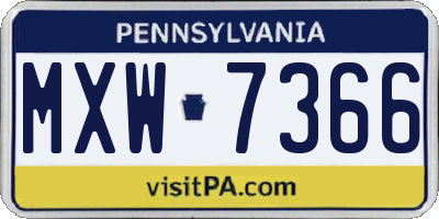 PA license plate MXW7366