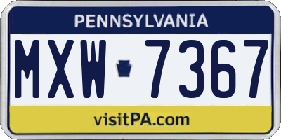 PA license plate MXW7367