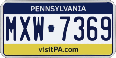 PA license plate MXW7369