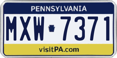 PA license plate MXW7371