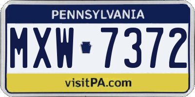 PA license plate MXW7372