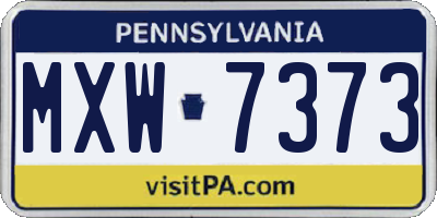 PA license plate MXW7373