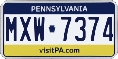 PA license plate MXW7374