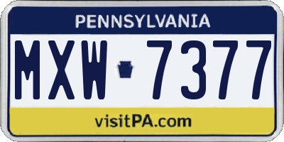 PA license plate MXW7377