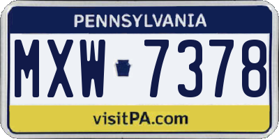 PA license plate MXW7378