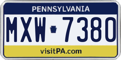 PA license plate MXW7380