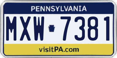 PA license plate MXW7381
