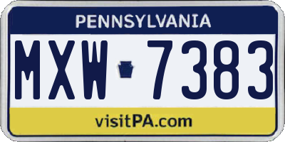 PA license plate MXW7383