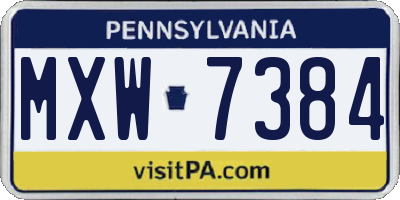 PA license plate MXW7384